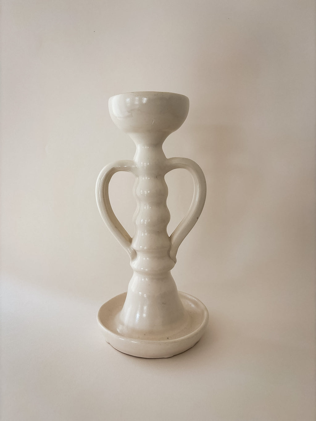 Off White Ceramic Pillar Candle Holder