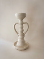 Off White Ceramic Pillar Candle Holder