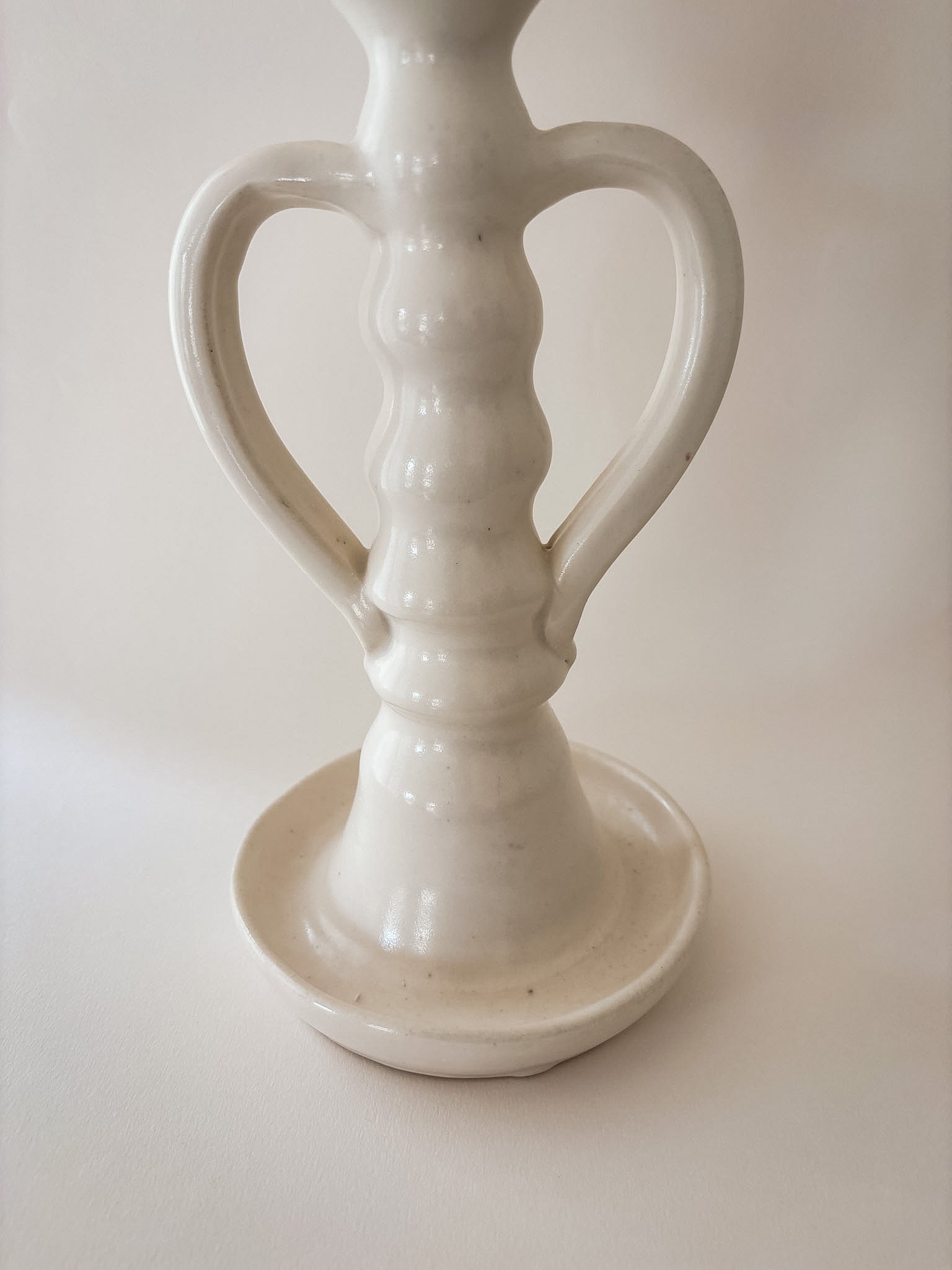 Vintage Ceramic Pillar Candle Holder, amphora-style.
