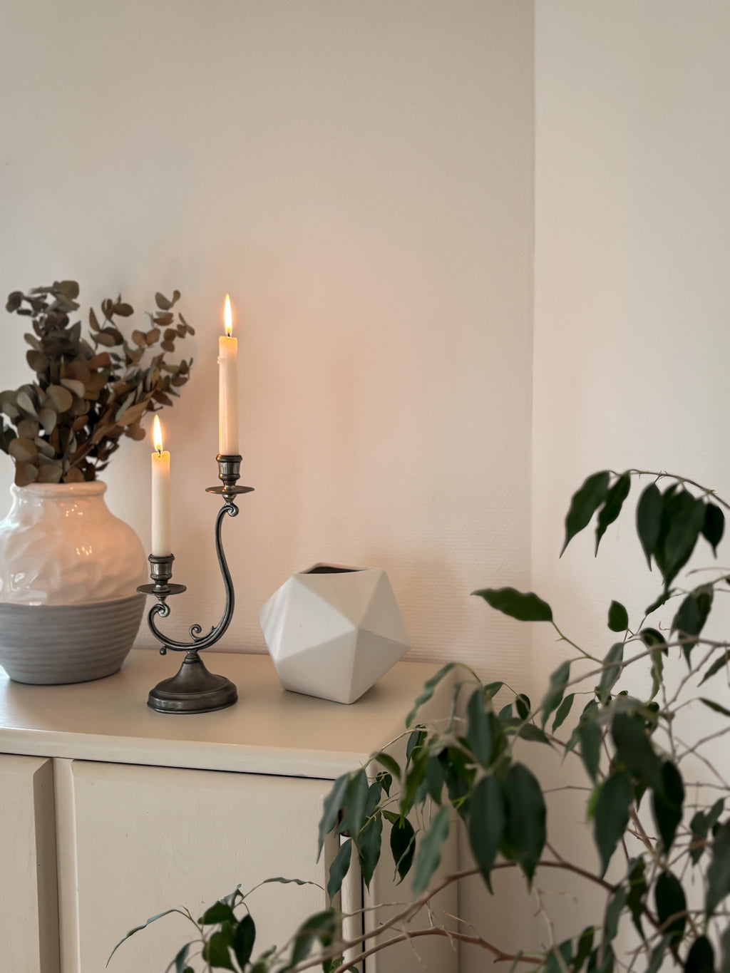 Vintage Pewter Two-Arm Candle Holder
