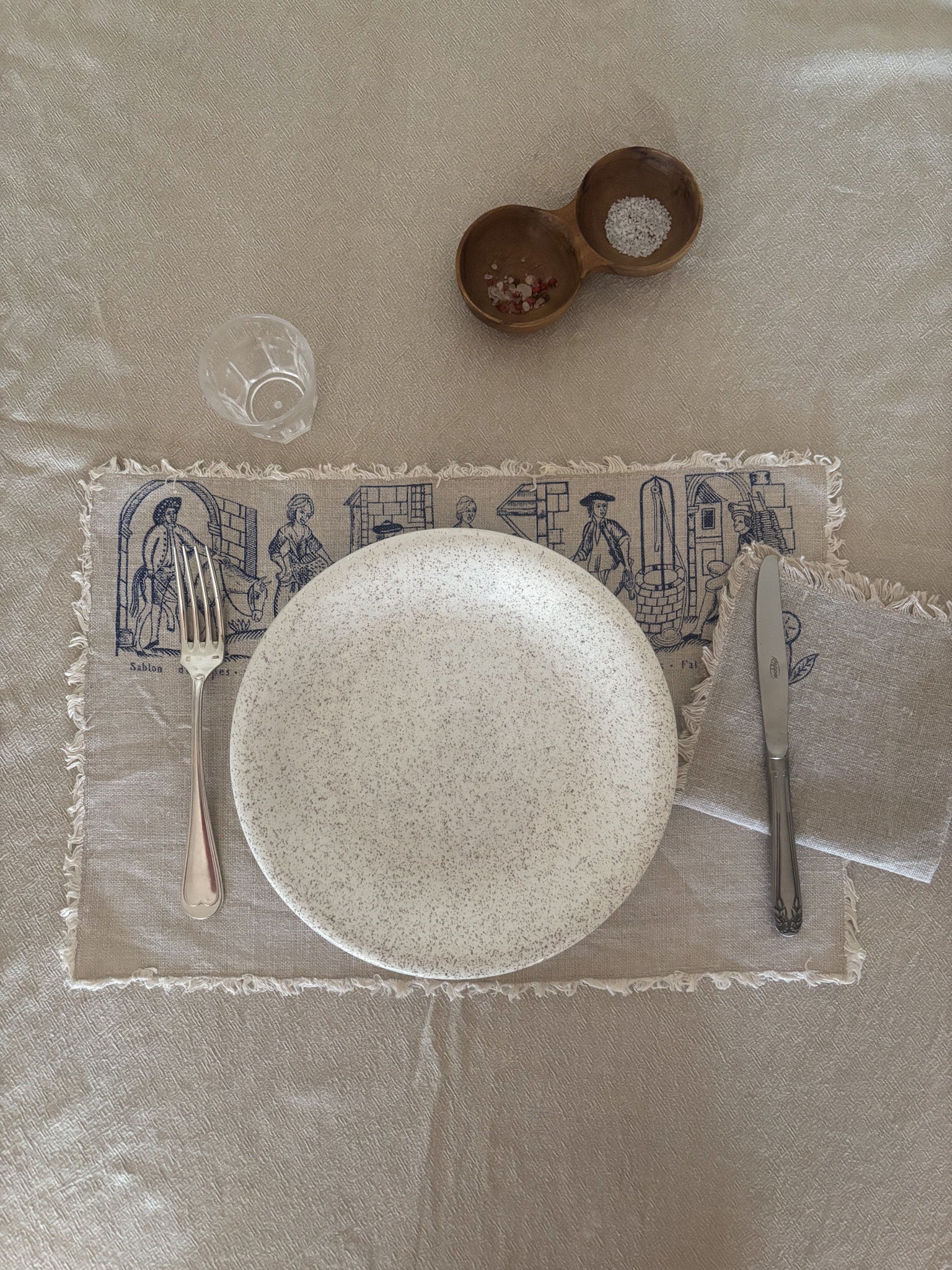 Set of Six Vintage Linen Placemats