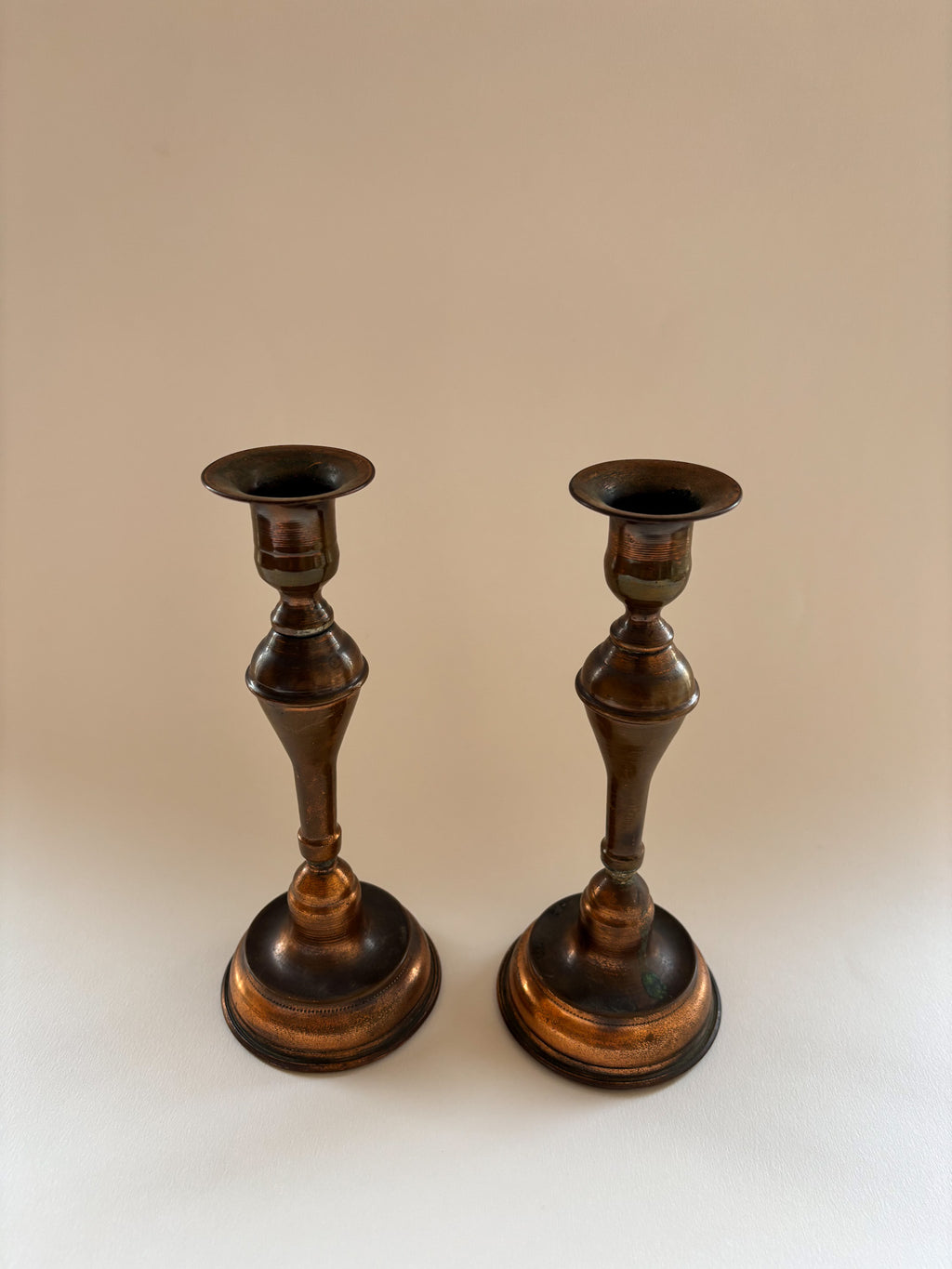 A Vintage Pair of Copper Candlesticks