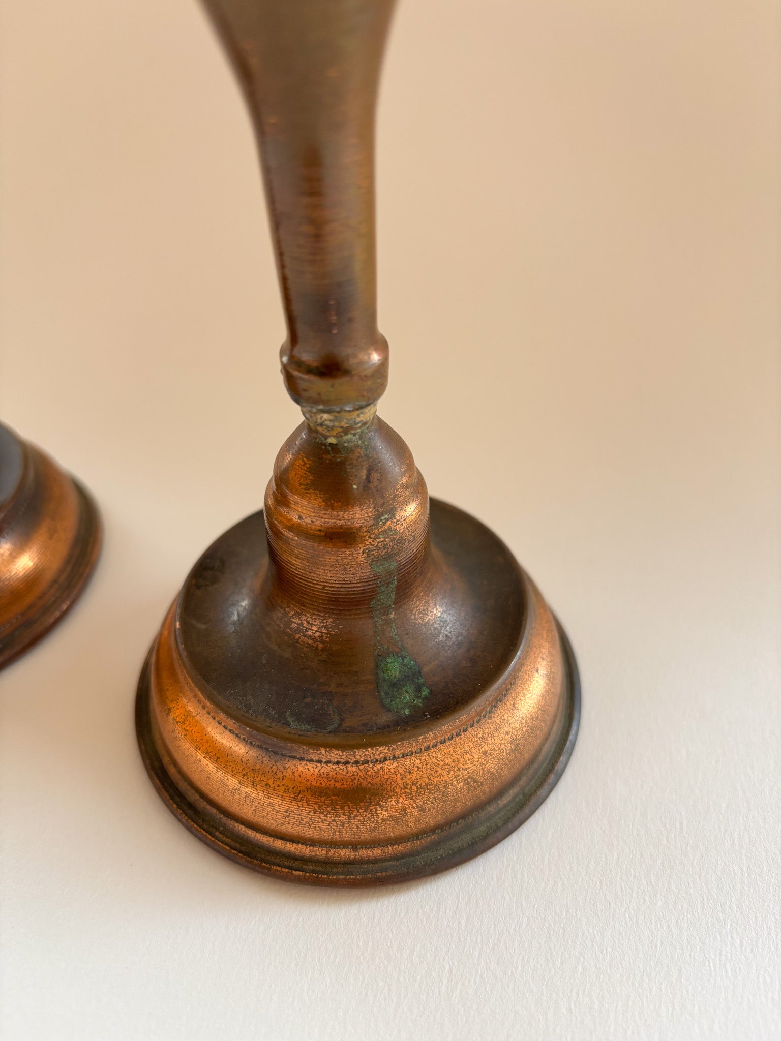 A Vintage Pair of Copper Candlesticks