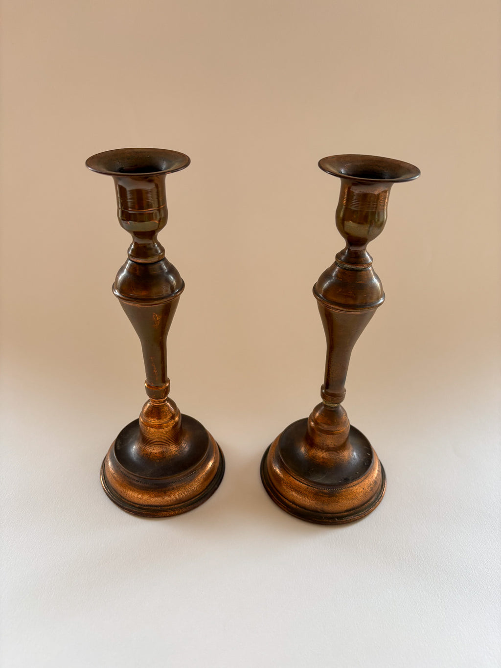 A Vintage Pair of Copper Candlesticks