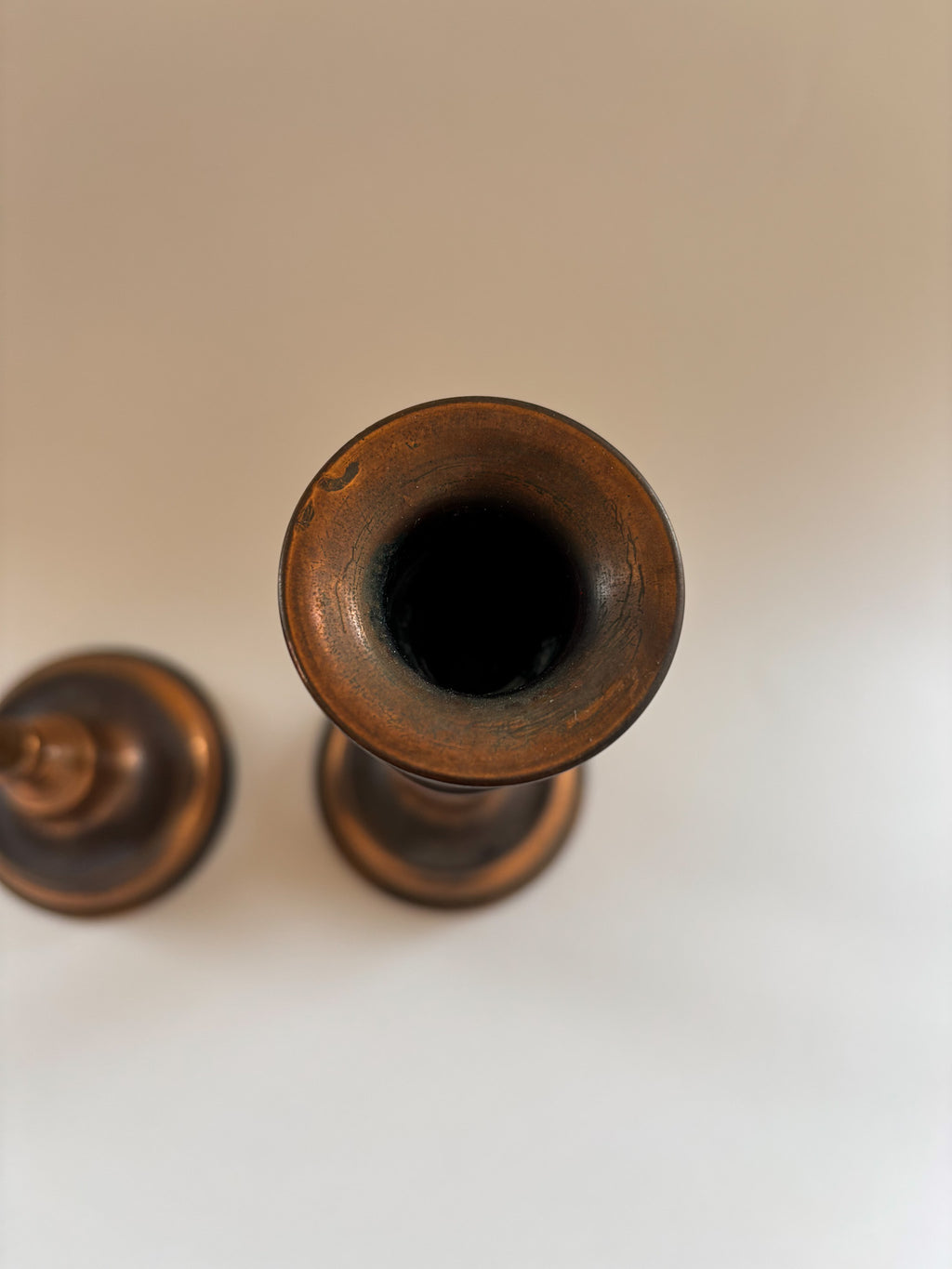 A Vintage Pair of Copper Candlesticks