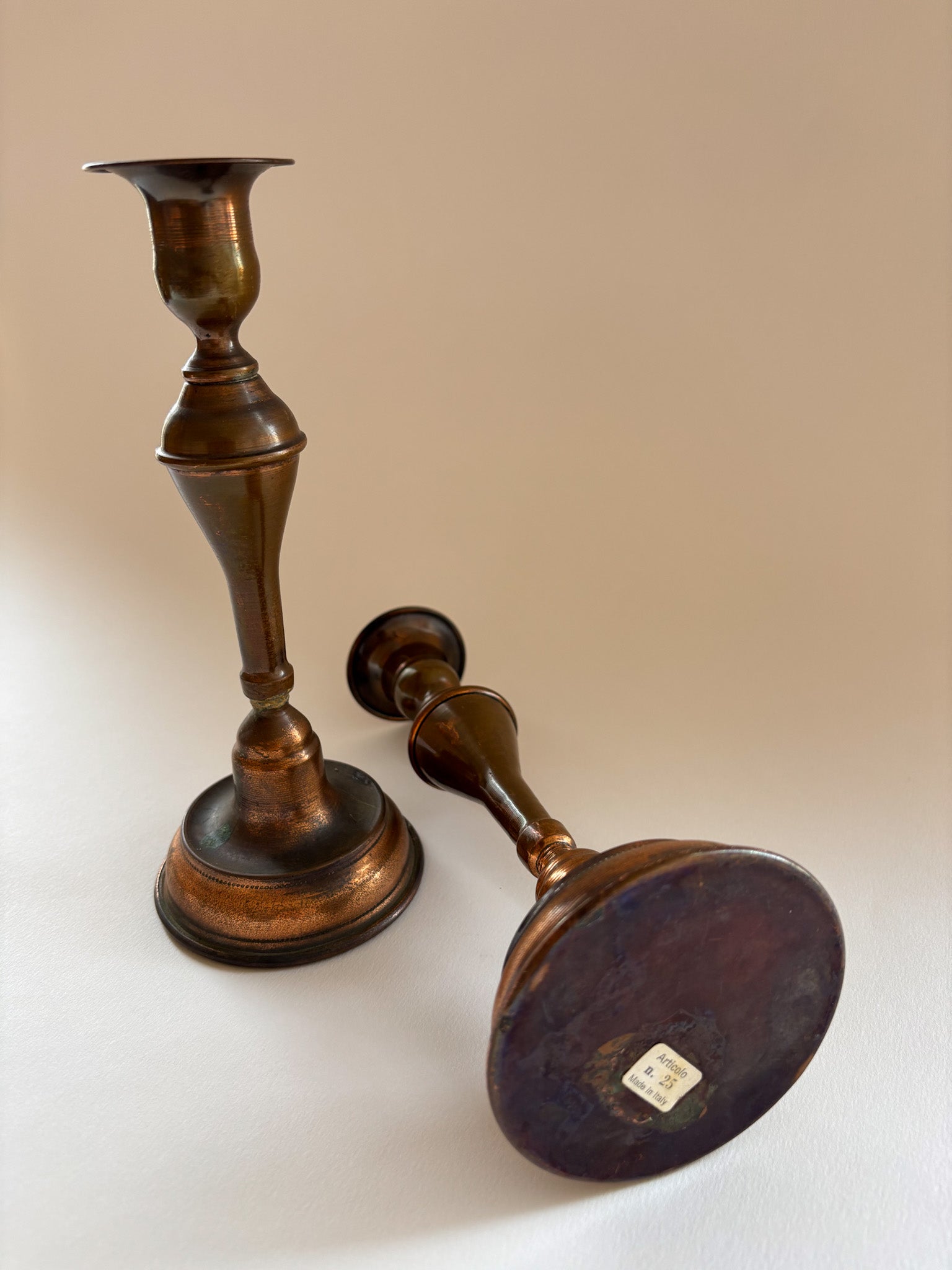 A Vintage Pair of Copper Candlesticks