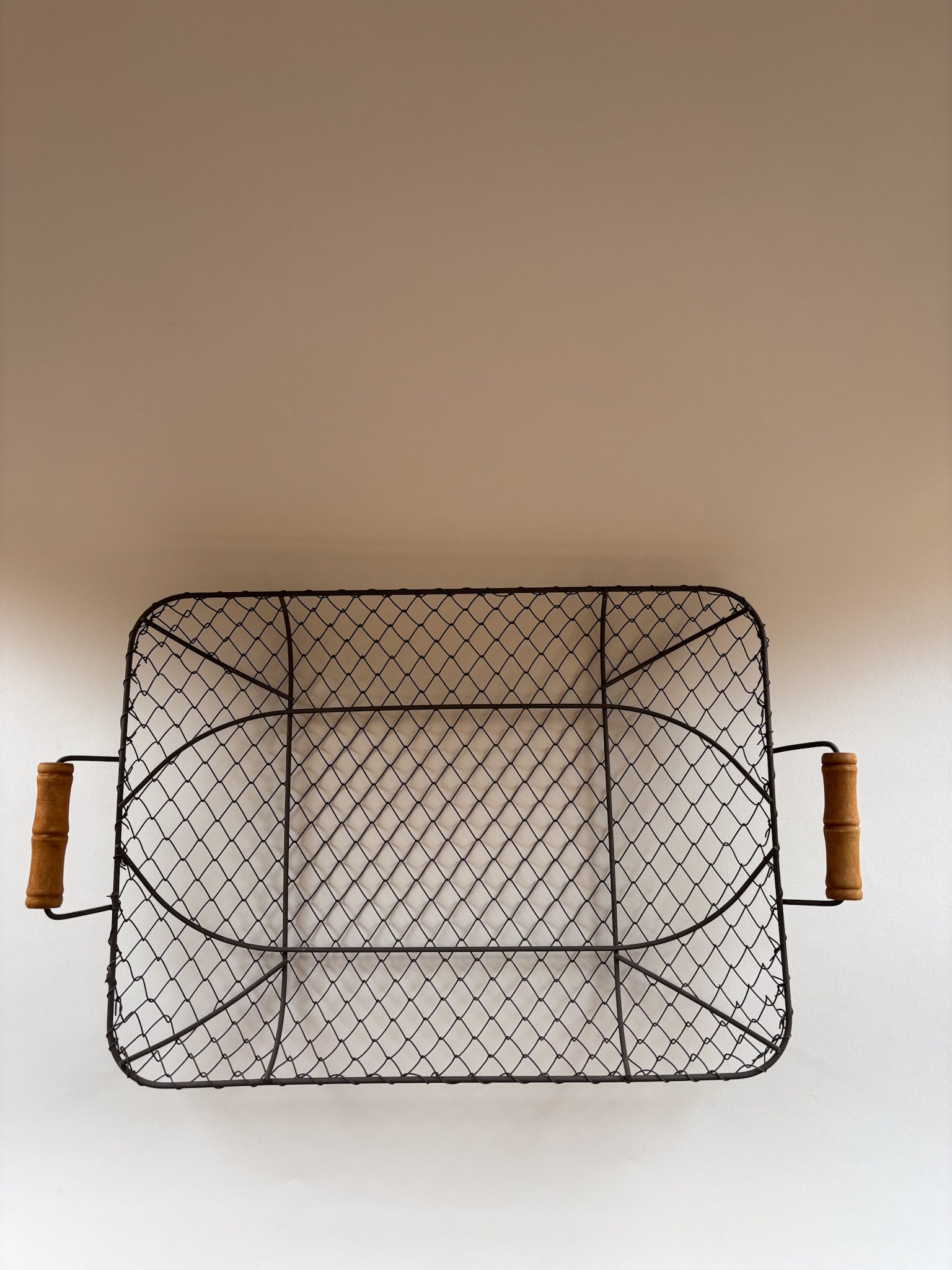 French Metal Wire Fruit Basket with Wooden Handles