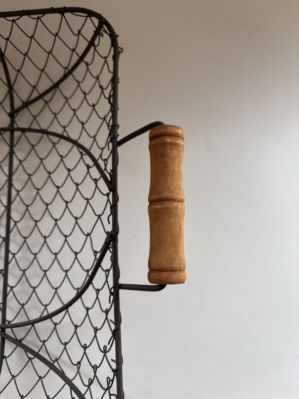 French Metal Wire Fruit Basket with Wooden Handles