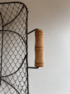 French Metal Wire Fruit Basket with Wooden Handles