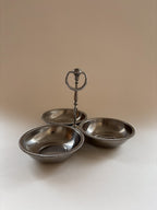 vintage Jean Couzon stainless steel server showing central handle height and bowl depth