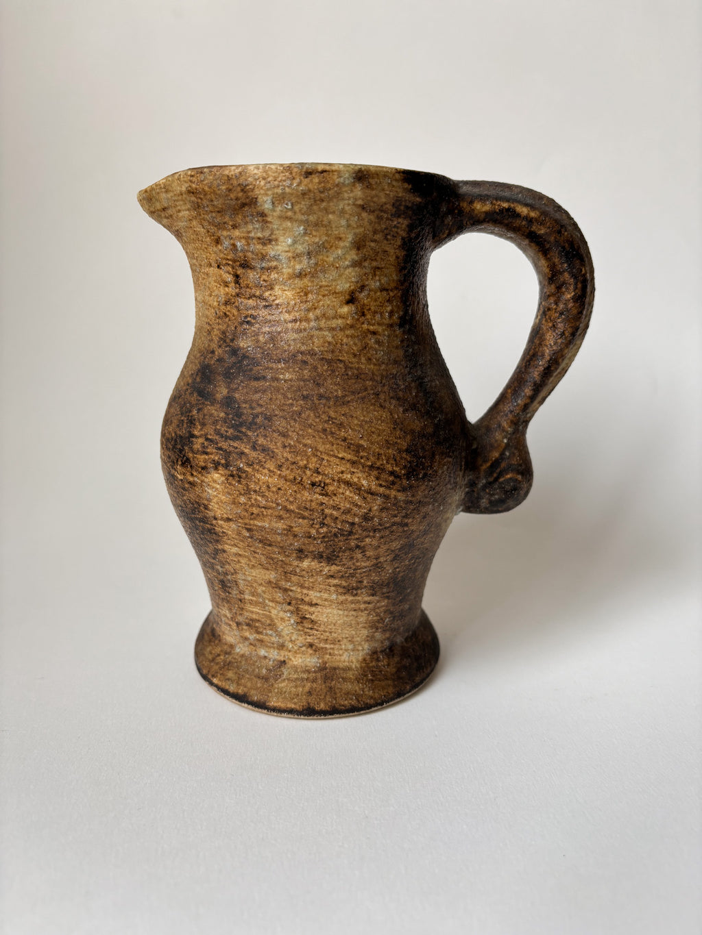 Vintage Stoneware Jug with Brown and Beige Glaze