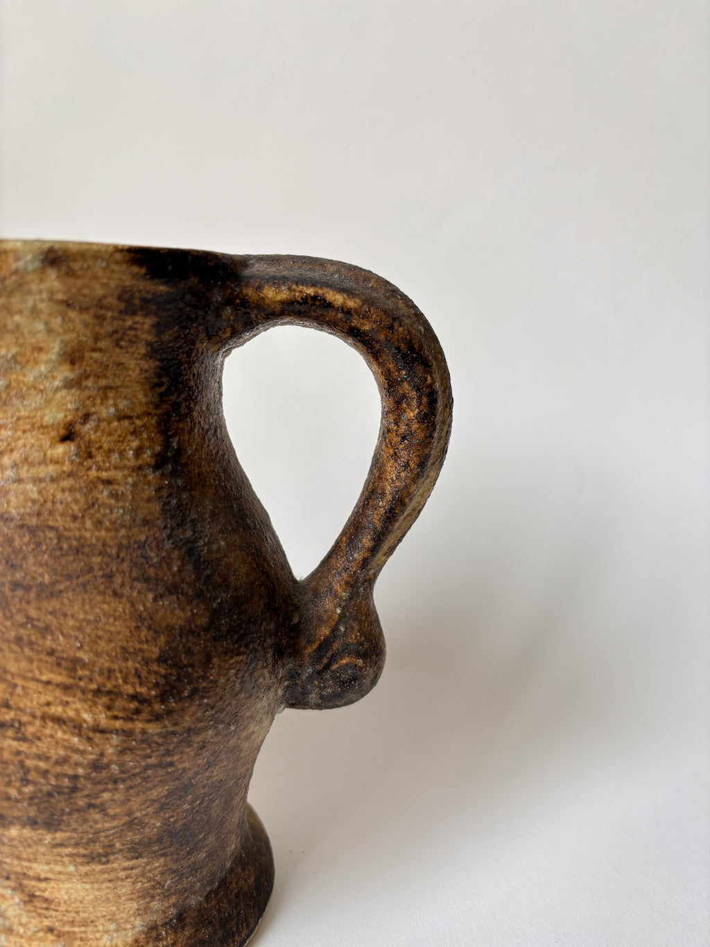 Vintage Stoneware Jug with Brown and Beige Glaze