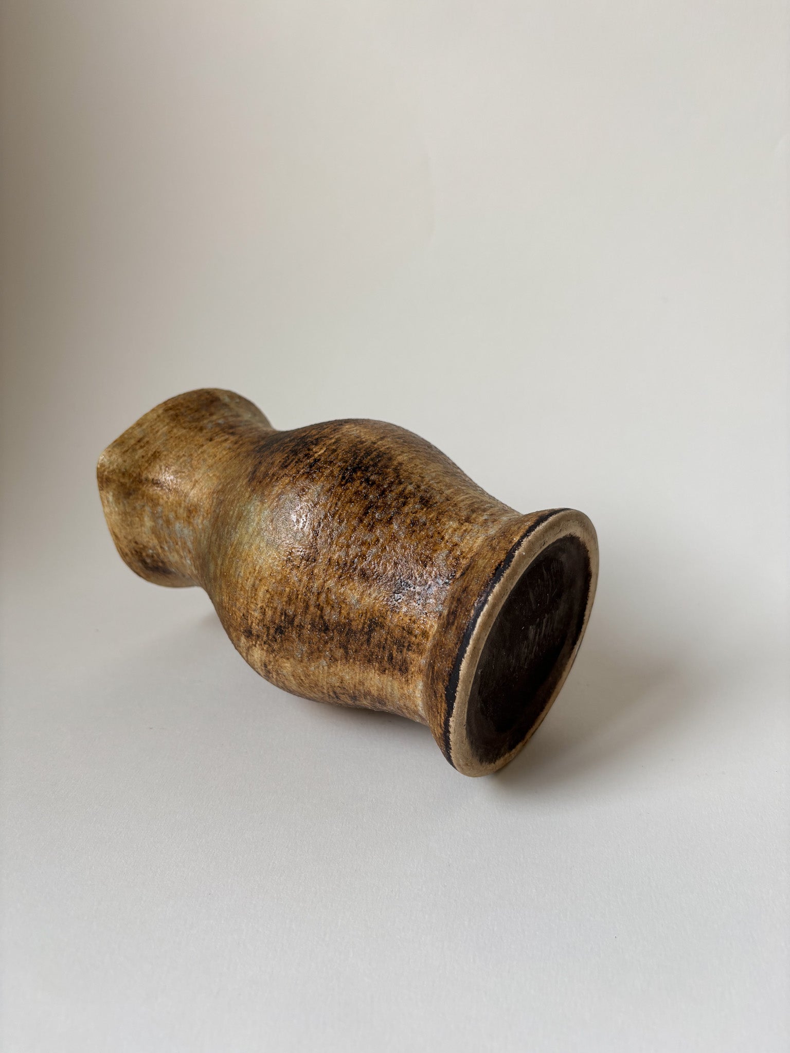 Vintage Stoneware Jug with Brown and Beige Glaze