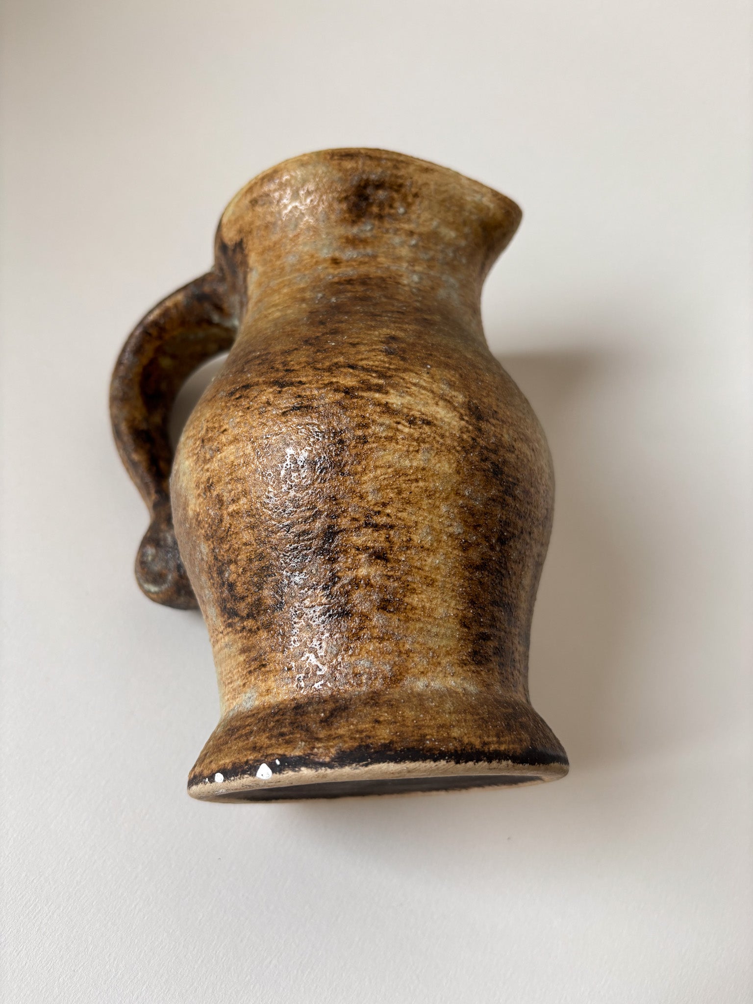 Vintage Stoneware Jug with Brown and Beige Glaze