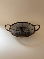 Vintage Wire Basket with Rattan Rim
