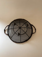 Vintage Wire Basket with Rattan Rim