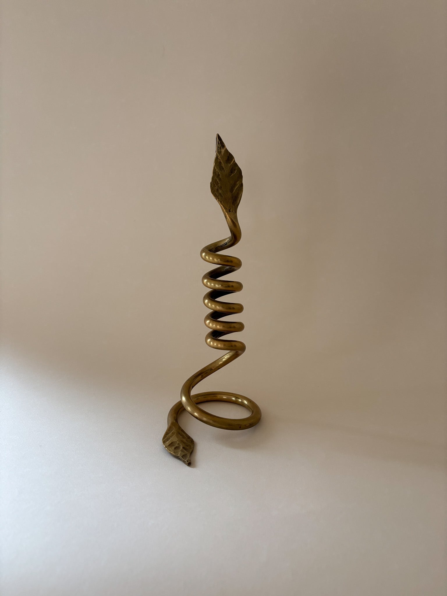 Vintage Twisted Brass Candle Holder
