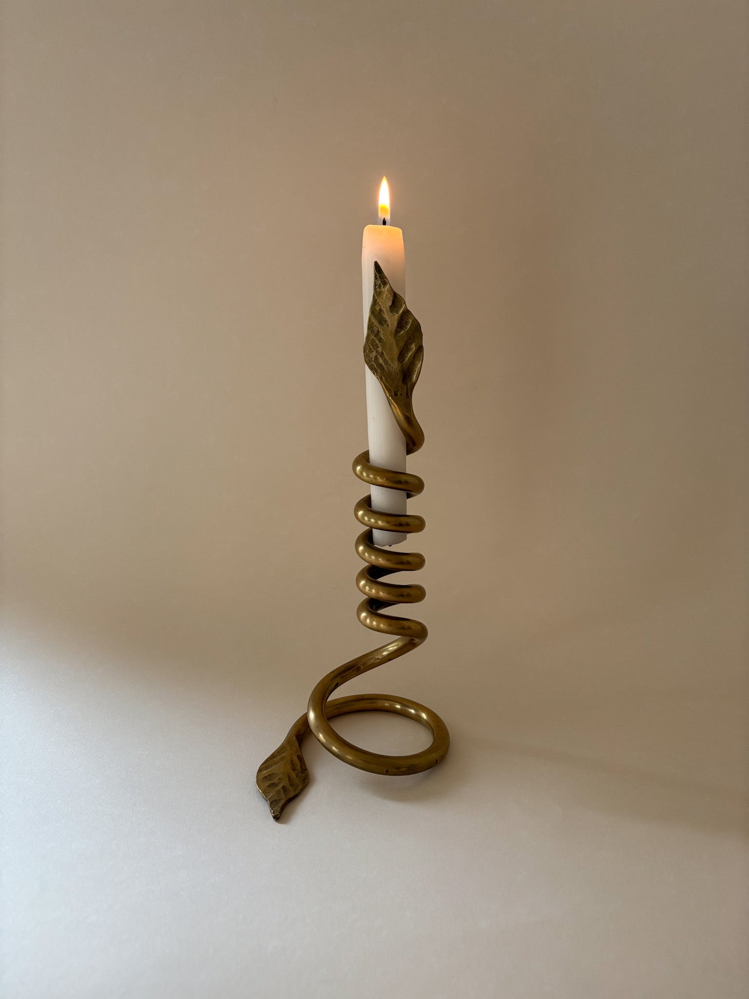 Vintage Twisted Brass Candle Holder