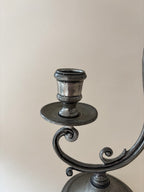 Vintage Pewter Two-Arm Candle Holder