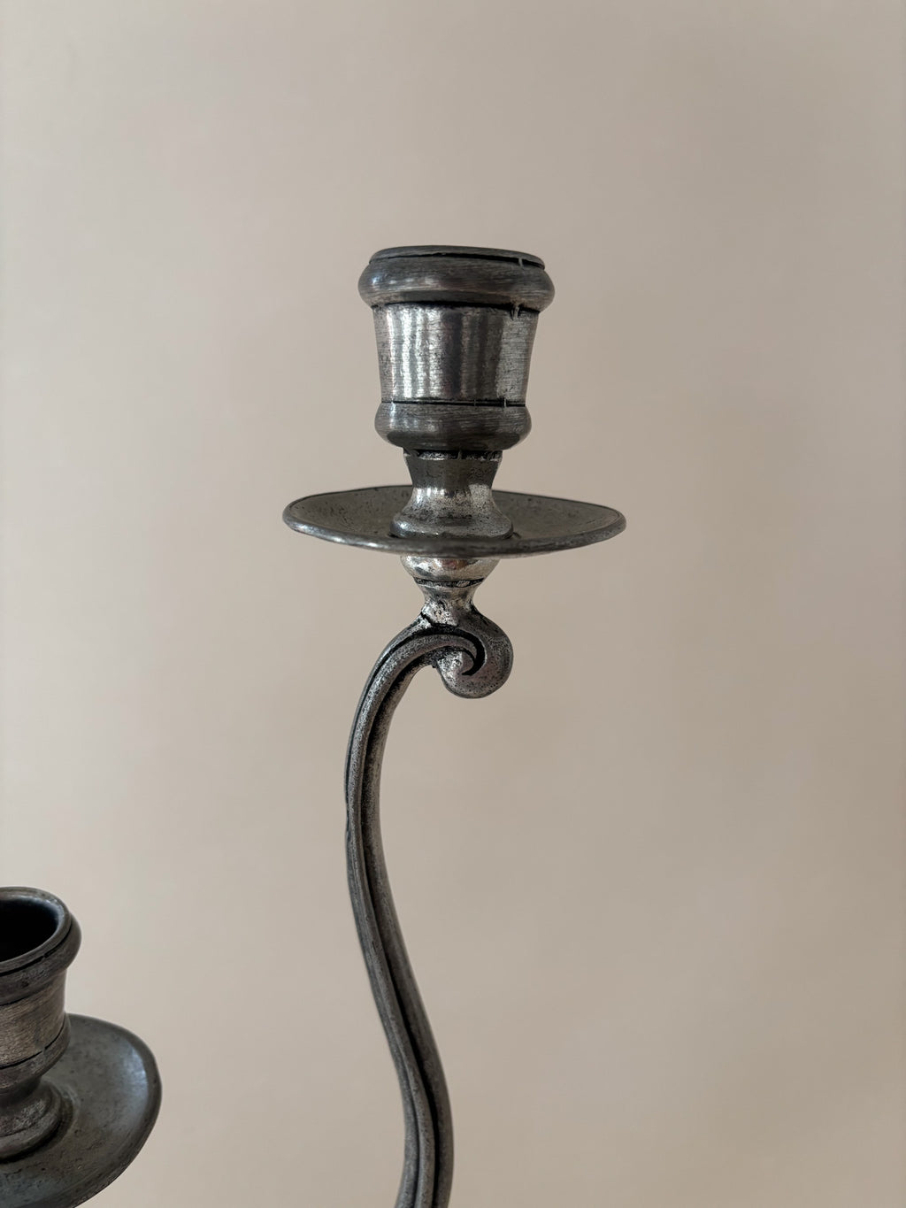 Vintage Pewter Two-Arm Candle Holder