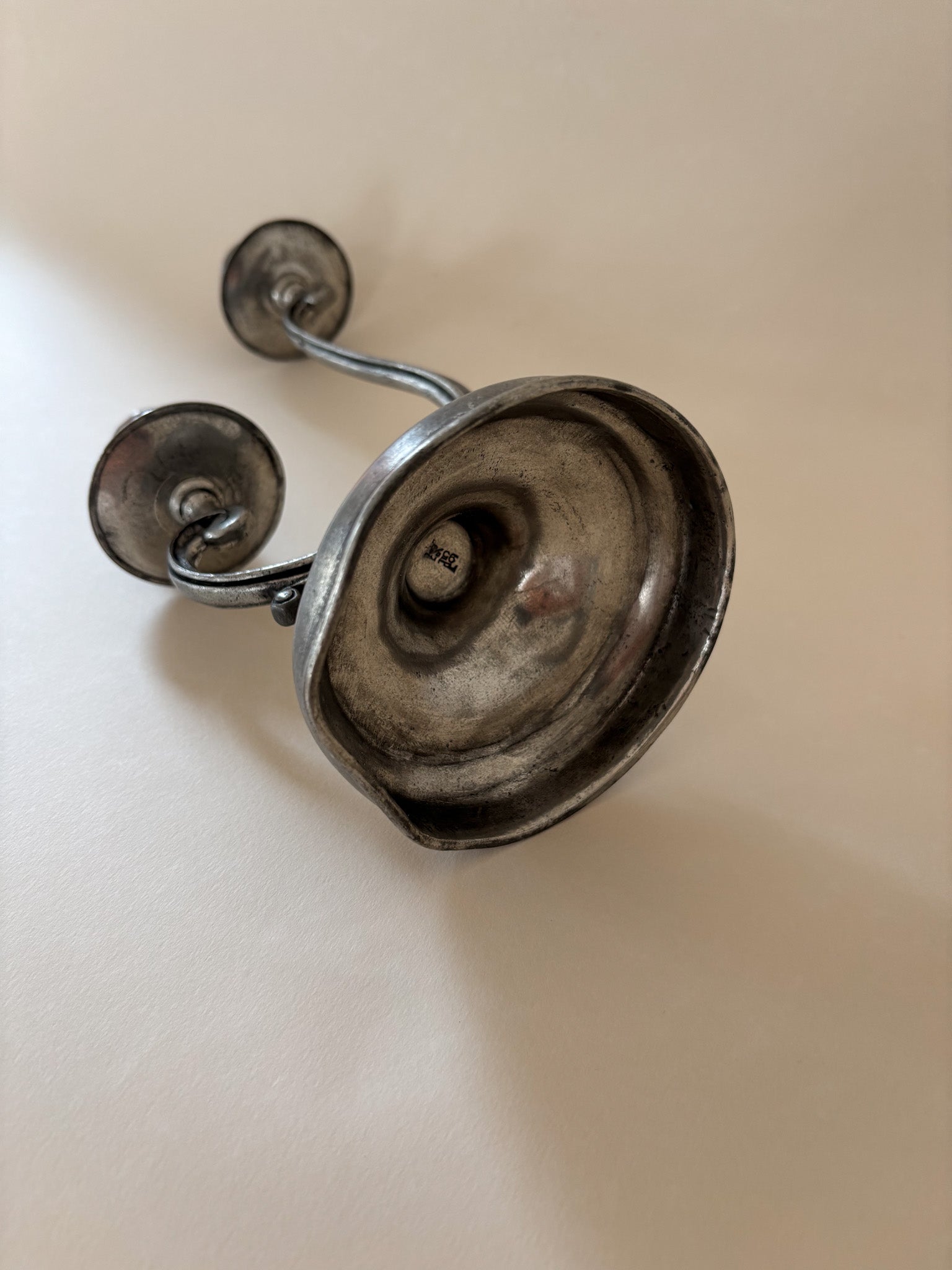 Vintage Pewter Two-Arm Candle Holder