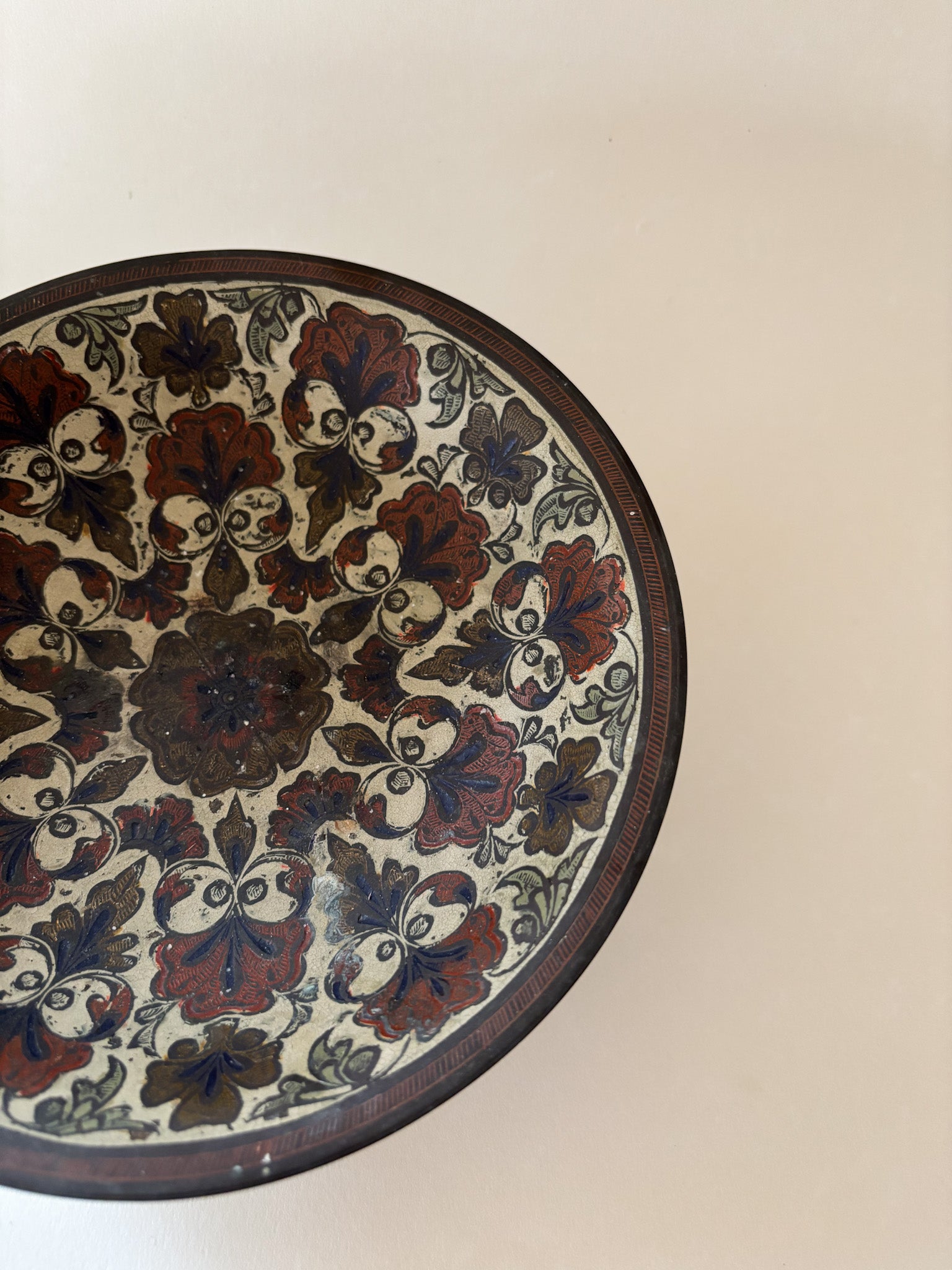 Vintage Indian Brass Footed Bowl