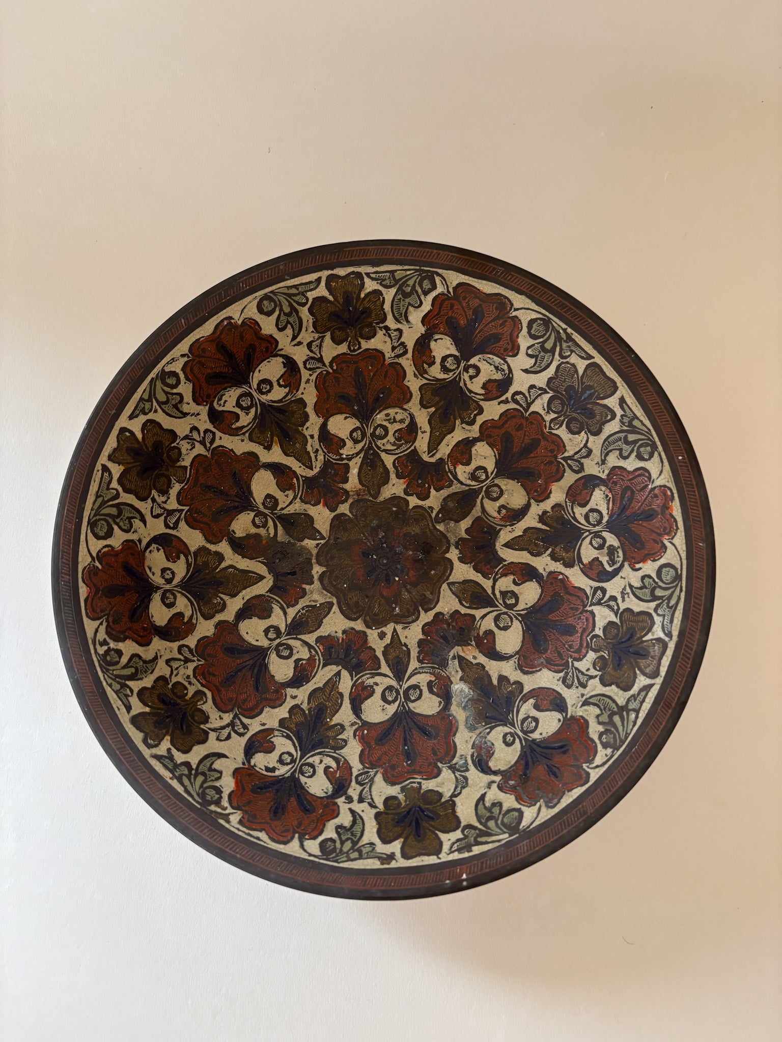 Vintage Indian Brass Footed Bowl