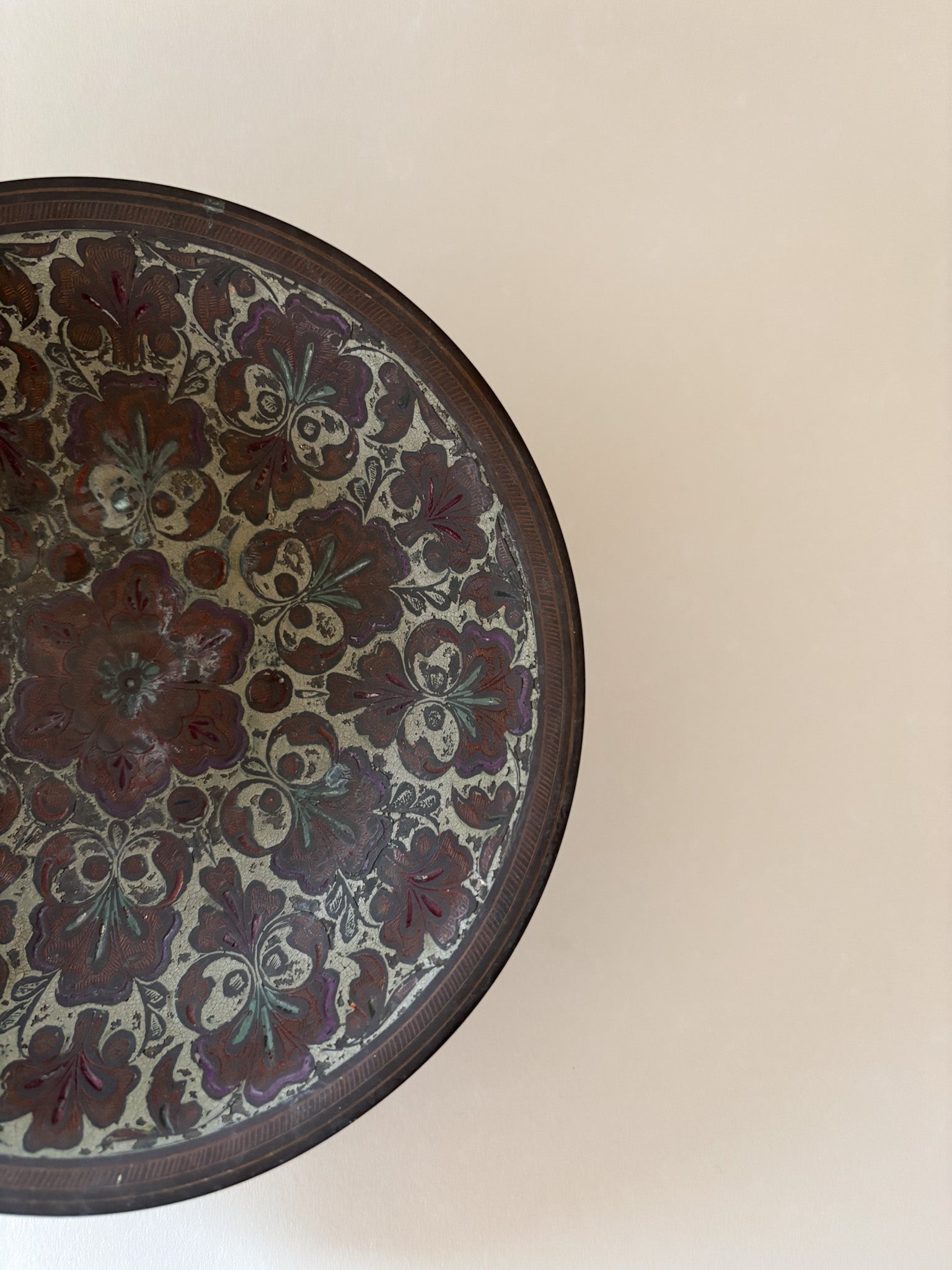 Vintage Indian Brass Footed Bowl