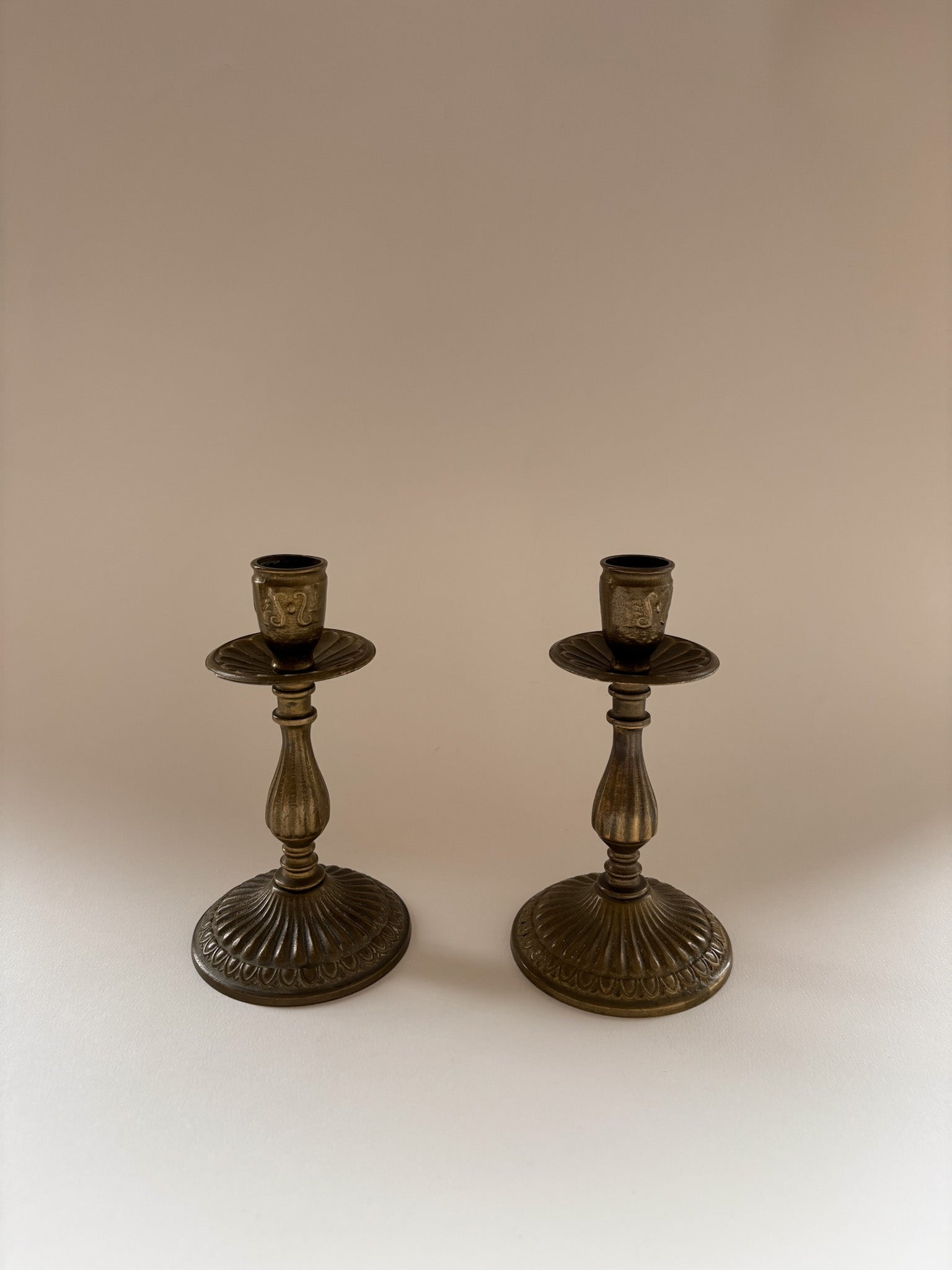 Vintage Pair of Brass Candlesticks