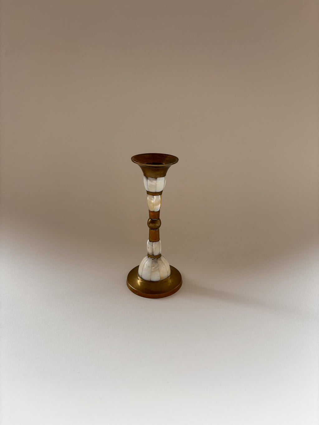 Brass & Mother of Pearl Candlestick
