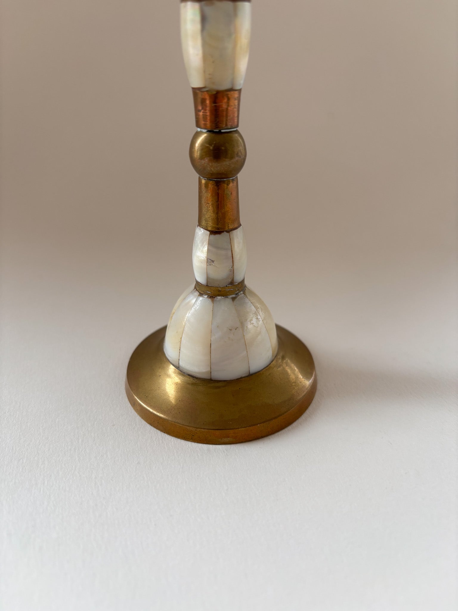 Brass & Mother of Pearl Candlestick