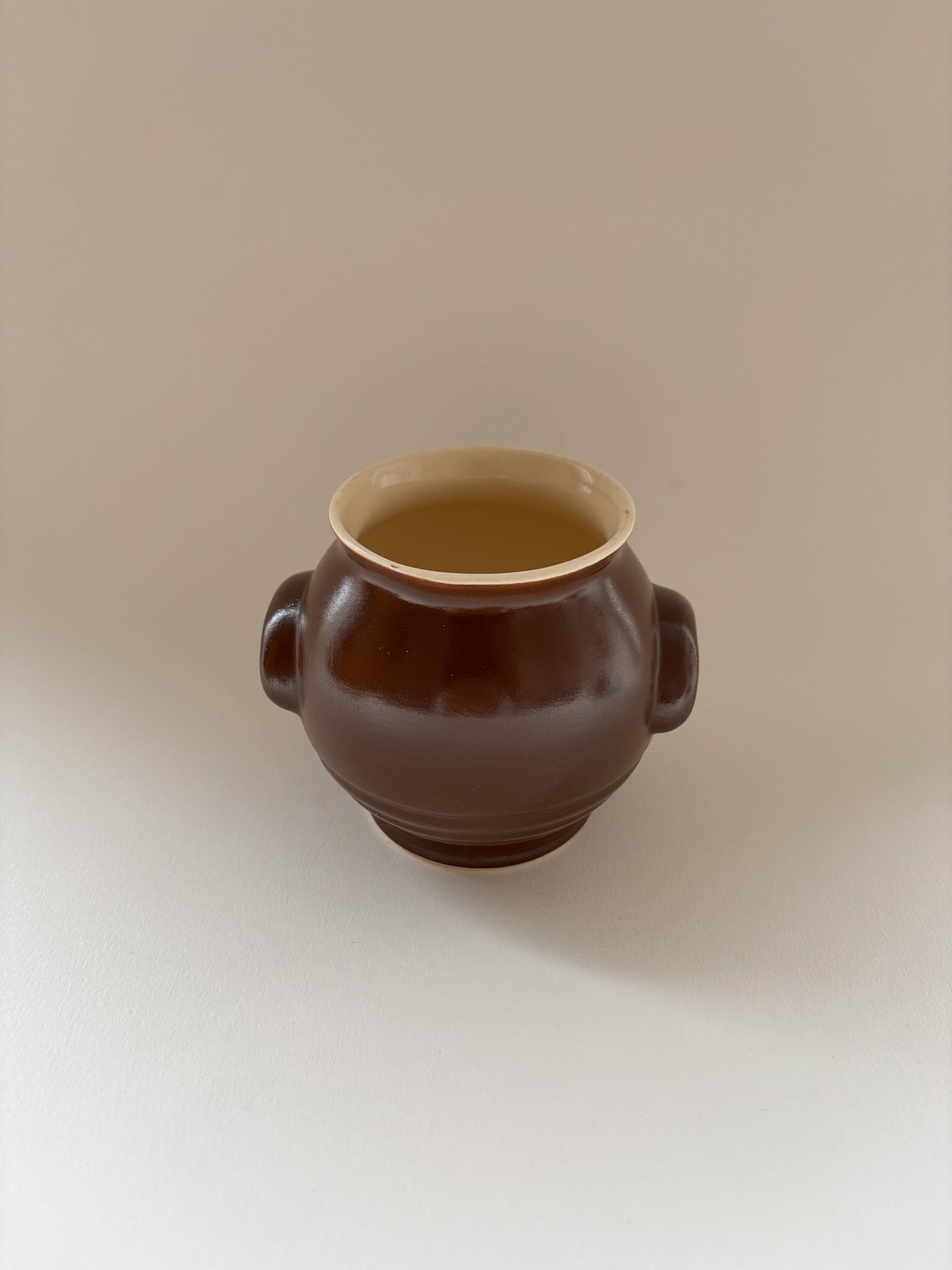 Small Vintage Brown Stoneware Pot