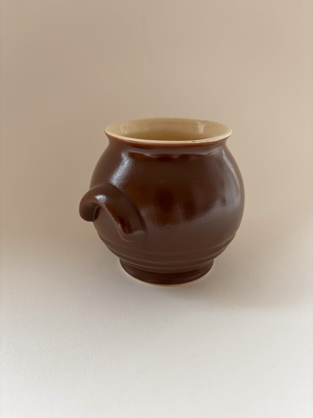Small Vintage Brown Stoneware Pot