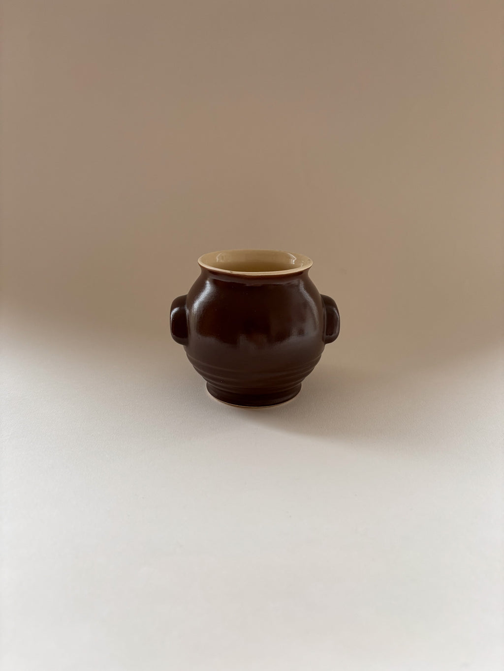 Small Vintage Brown Stoneware Pot