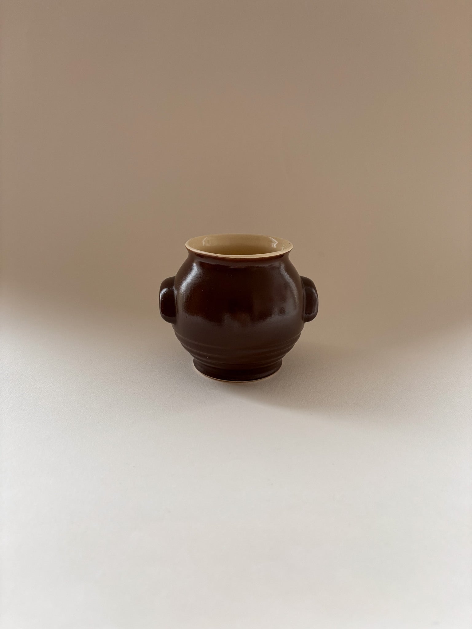 Small Vintage Brown Stoneware Pot