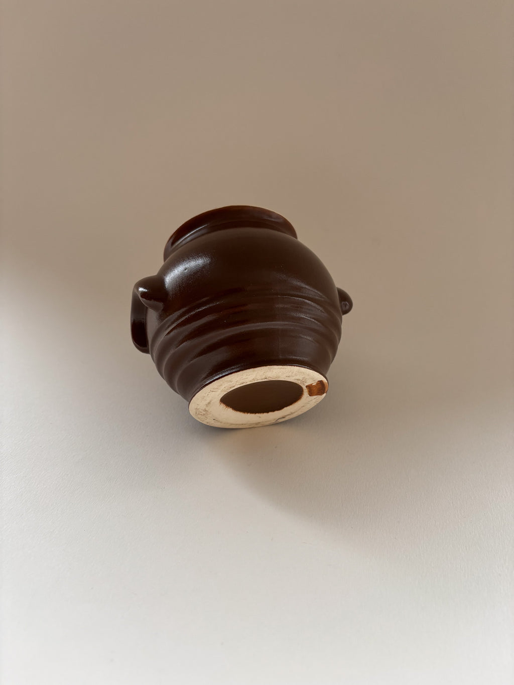 Small Vintage Brown Stoneware Pot