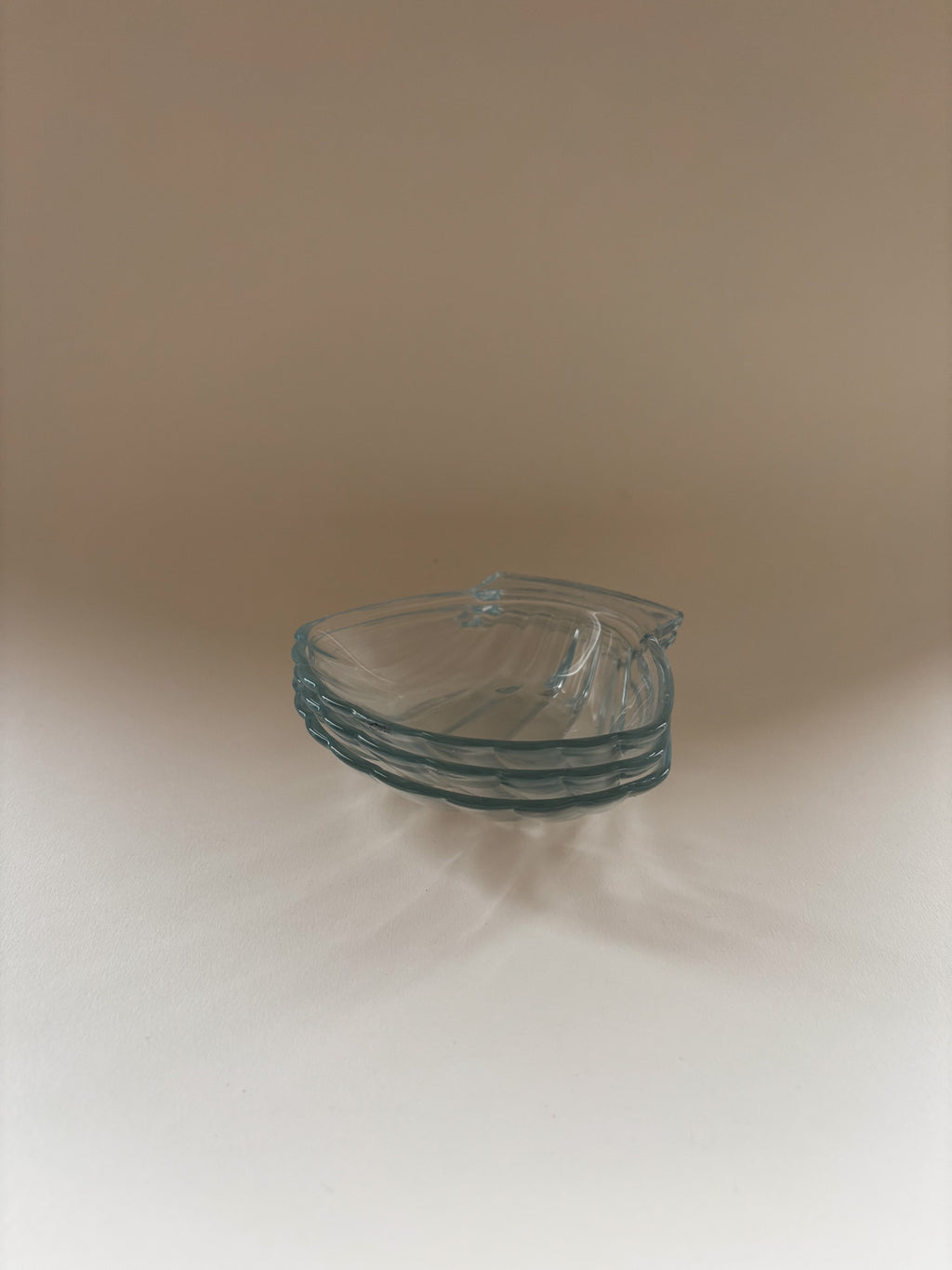Set of Three Vintage Pyrex Clear Glass Scalloped Shell Dishes