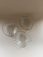 Set of Three Vintage Pyrex Clear Glass Scalloped Shell Dishes