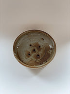 Vintage Hand-Thrown Ceramic Berry Bowl with Saucer