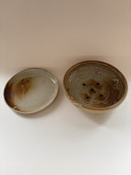 Vintage Hand-Thrown Ceramic Berry Bowl with Saucer