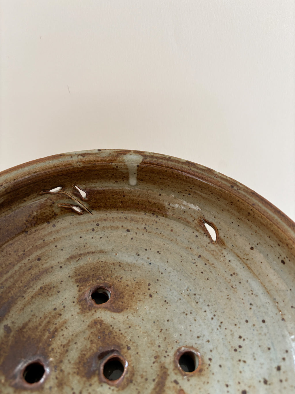 Vintage Hand-Thrown Ceramic Berry Bowl with Saucer