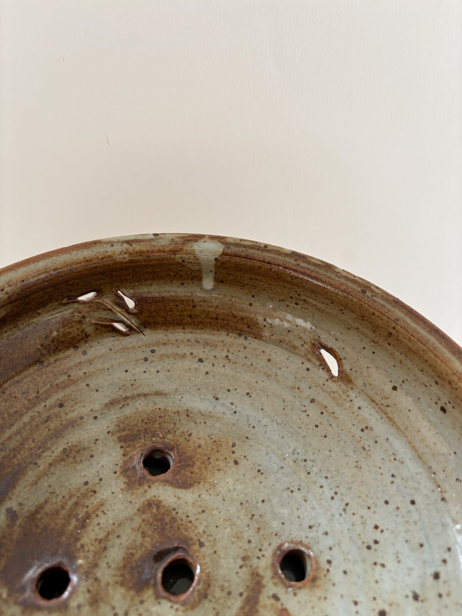 Vintage Hand-Thrown Ceramic Berry Bowl with Saucer