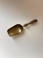 Vintage Medium Brass Grain Scoop with Wooden Handle