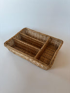 Vintage Handwoven Wicker Cutlery Organizer 1