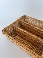 Vintage Handwoven Wicker Cutlery Organizer 1