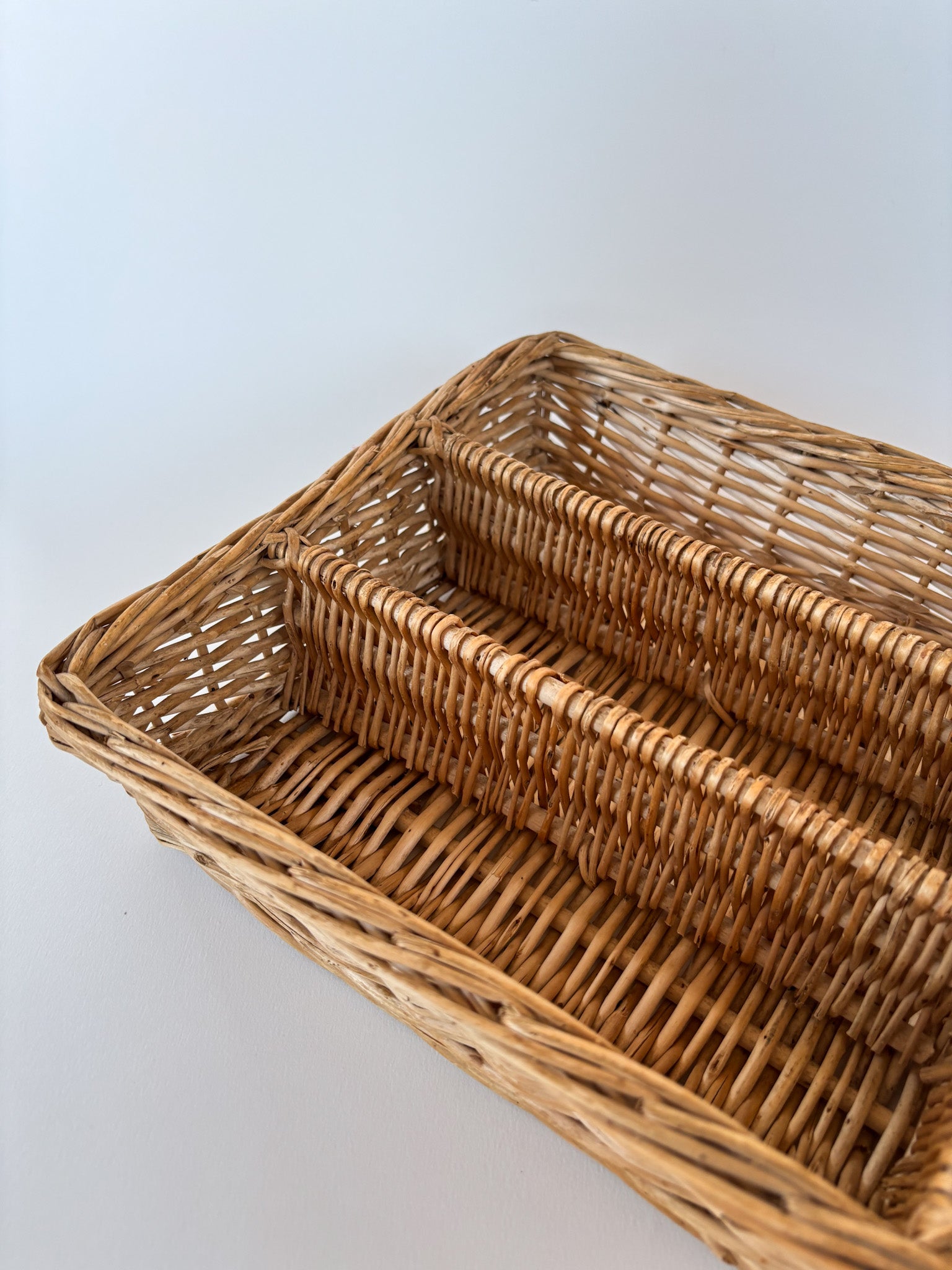 Vintage Handwoven Wicker Cutlery Organizer 1
