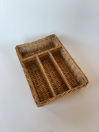 Vintage Handwoven Wicker Cutlery Organizer 1
