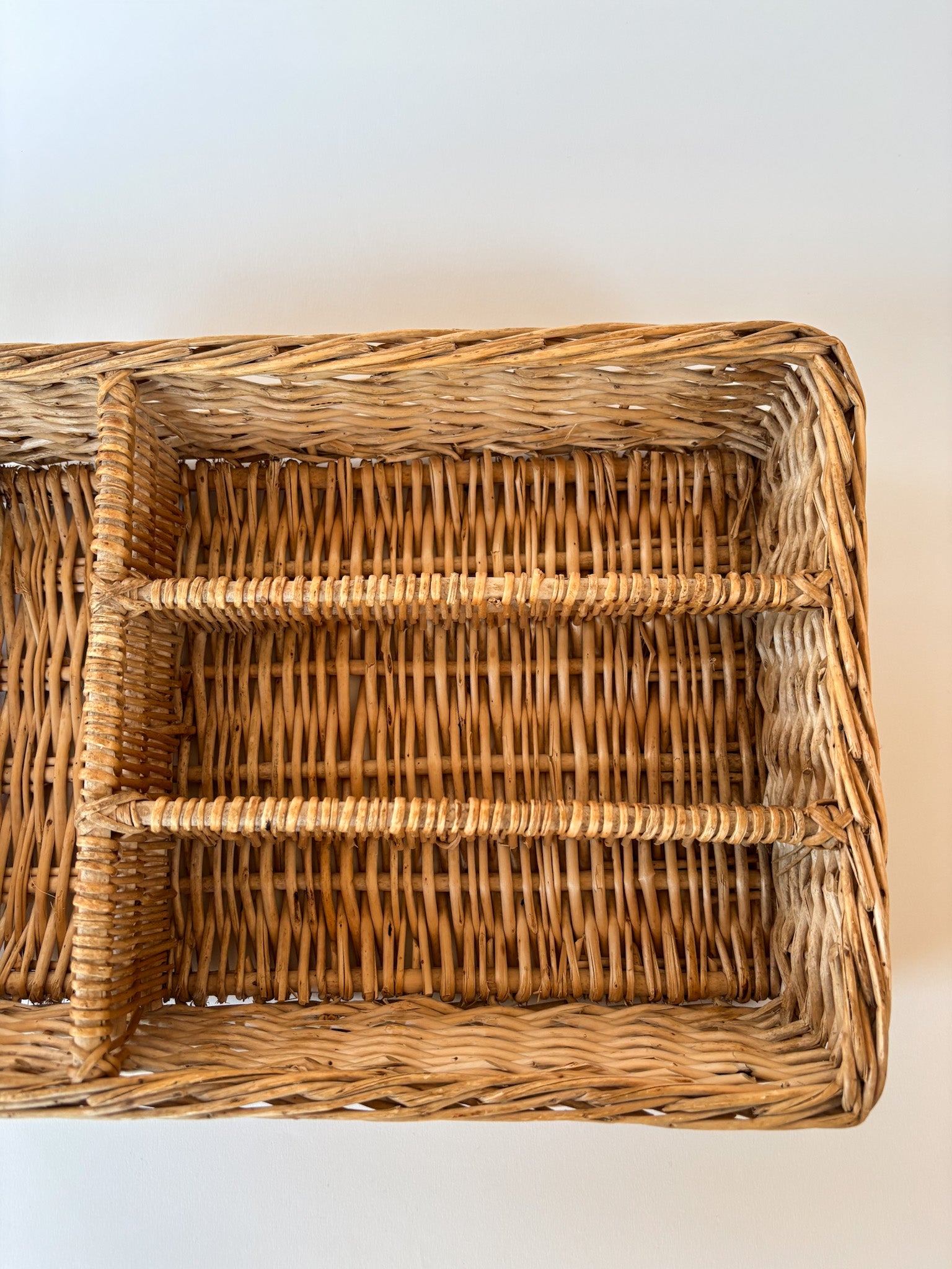 Vintage Handwoven Wicker Cutlery Organizer 1