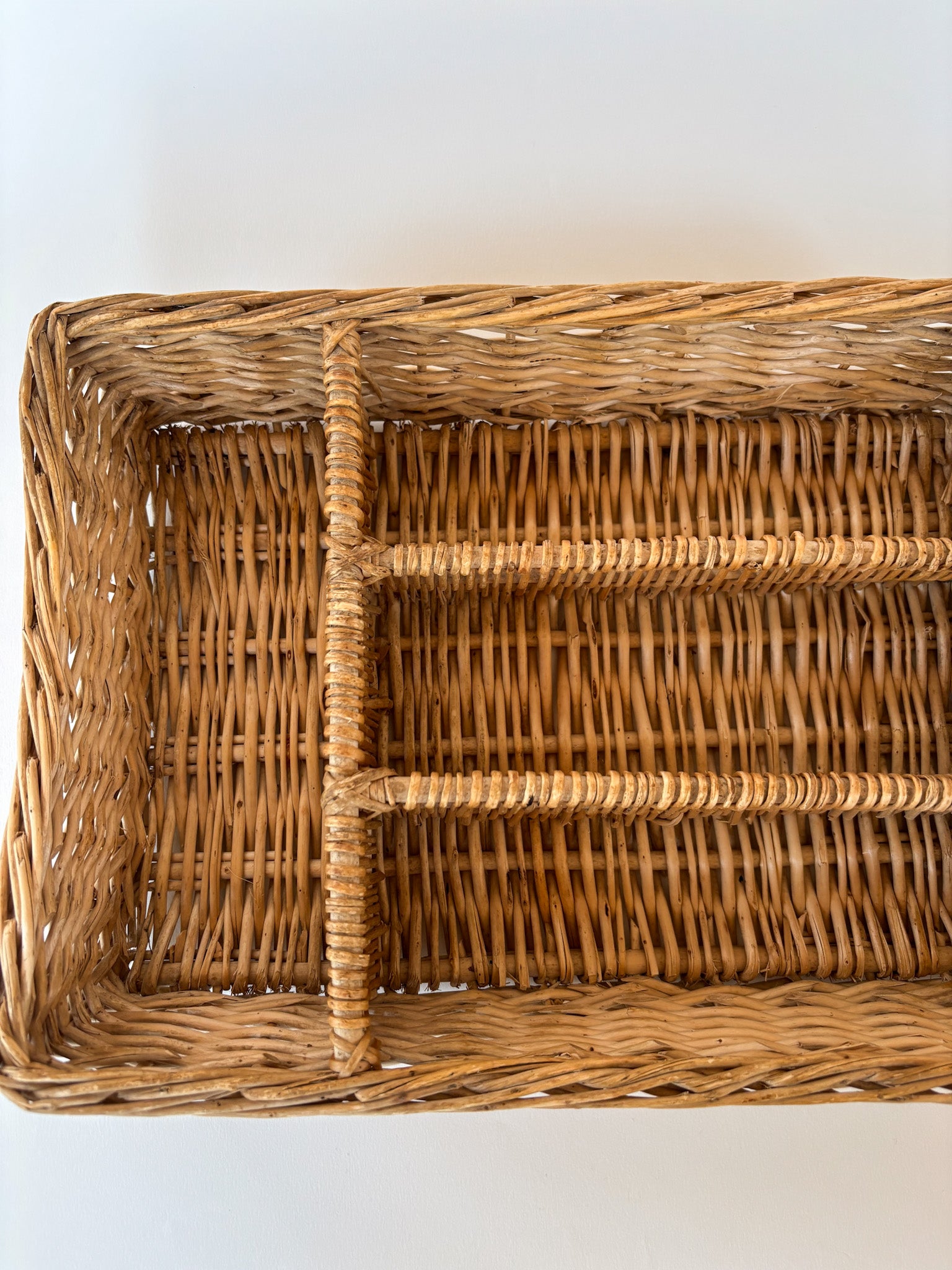 Vintage Handwoven Wicker Cutlery Organizer 1