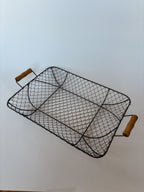 French Metal Wire Fruit Basket with Wooden Handles